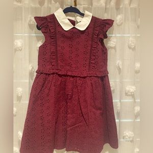 Beautiful burgundy and white eyelet dress